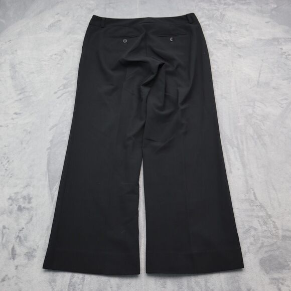Casual Pants Women 8 Black Plain Petite Mid Rise Flat Front Wide Leg Dress Pants - Picture 13 of 16